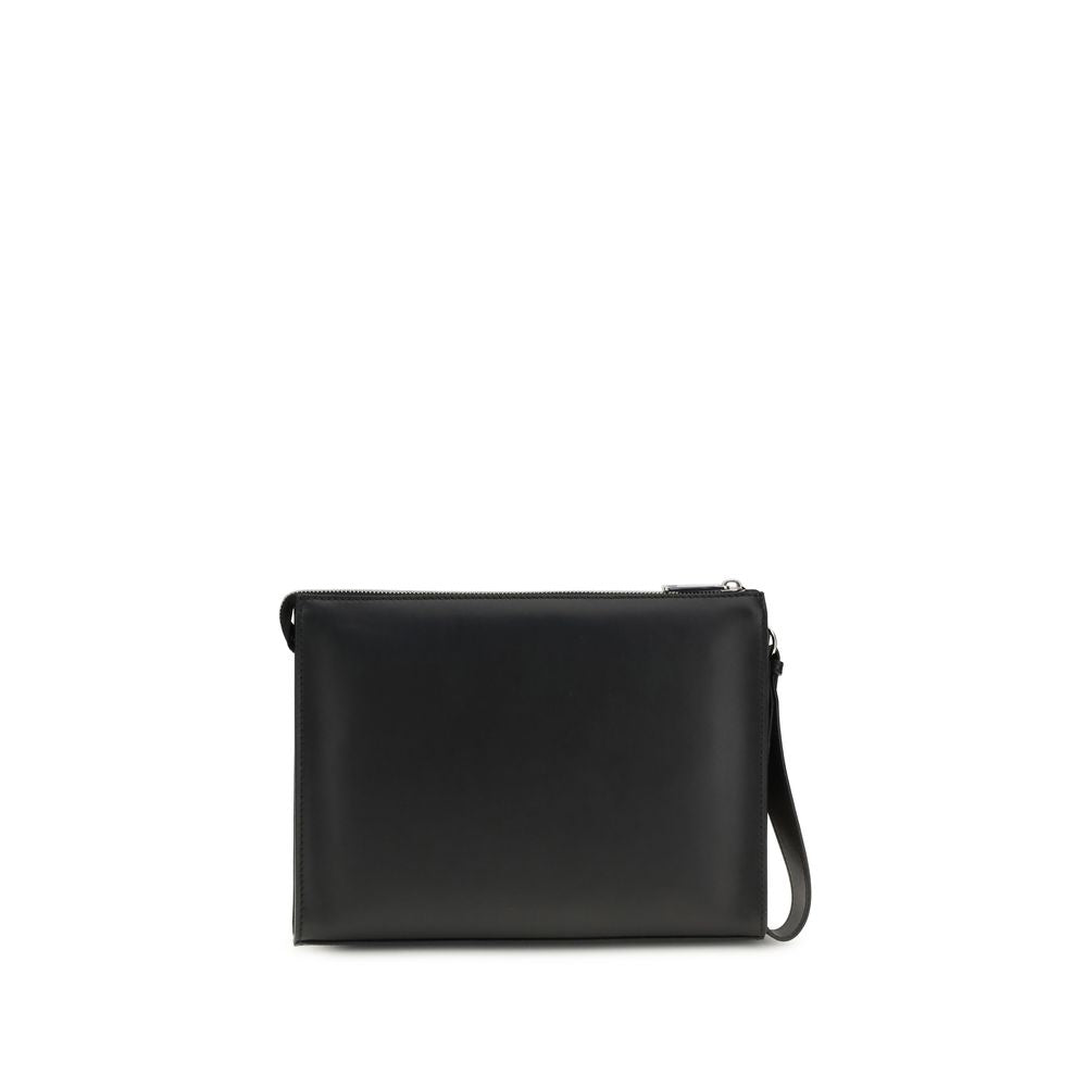 Black Calf Leather Pouch Bag