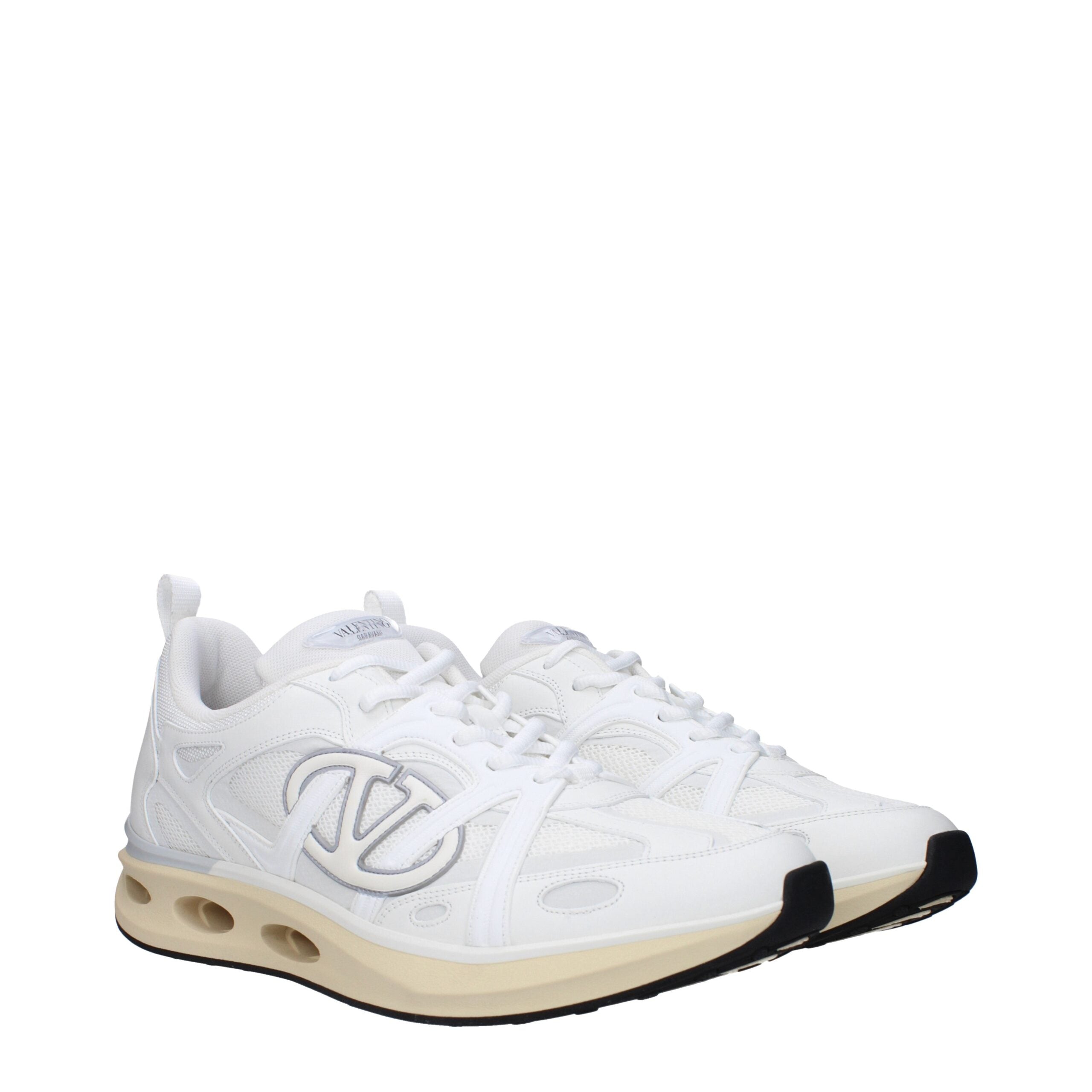 White Fabric Sneakers