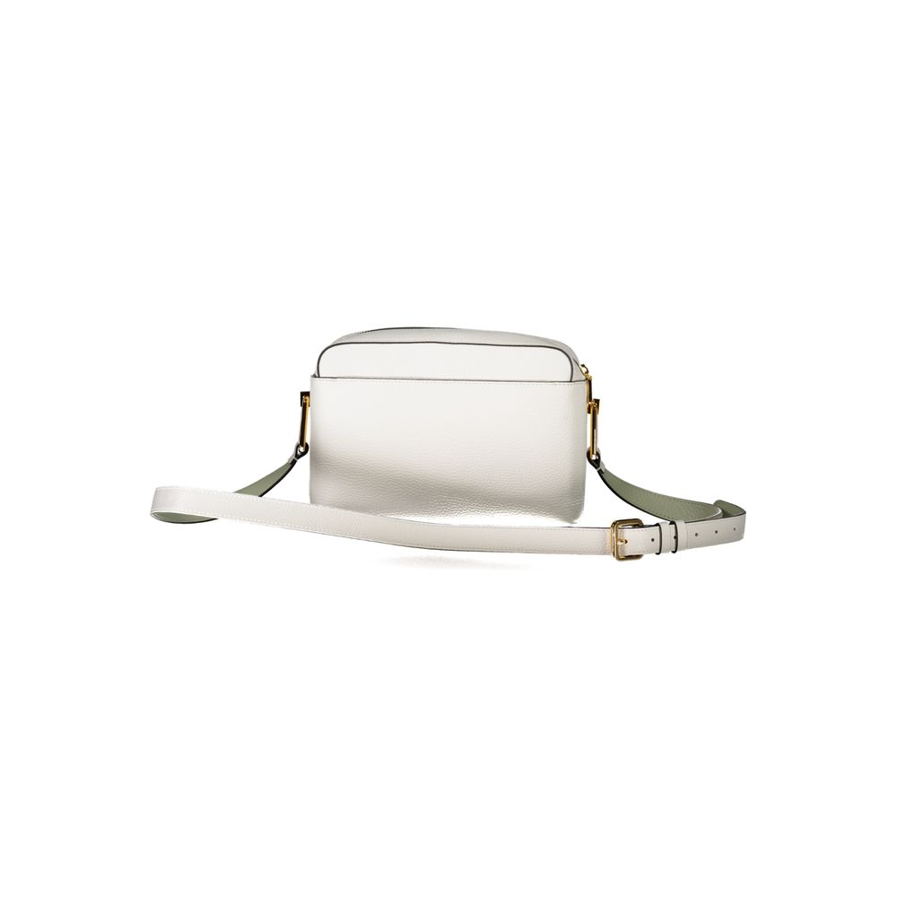 White Grained Leather Shoulder Bag