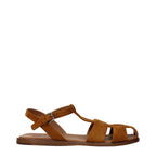 Brown Suede Flat Sandals