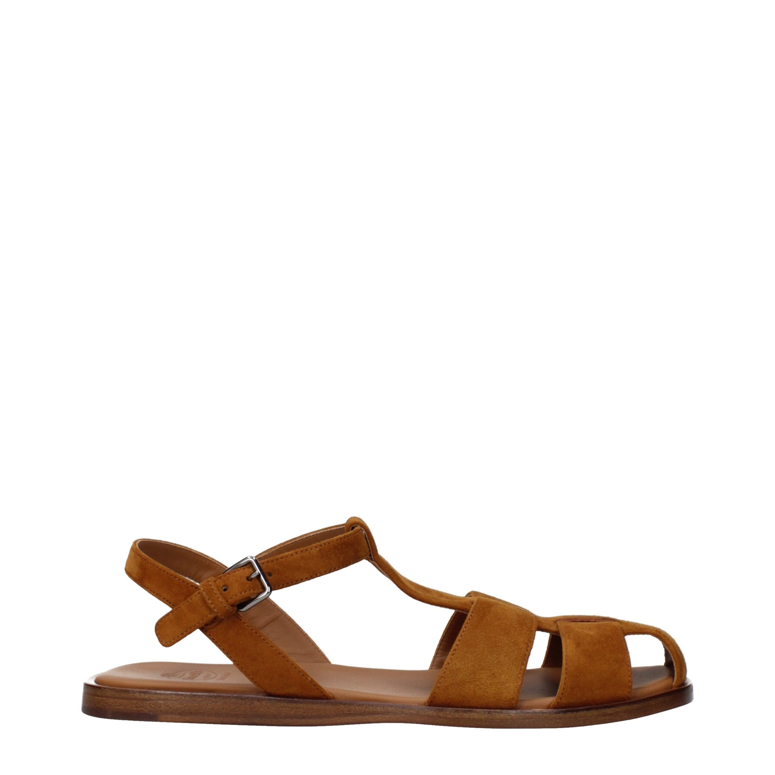 Brown Suede Flat Sandals