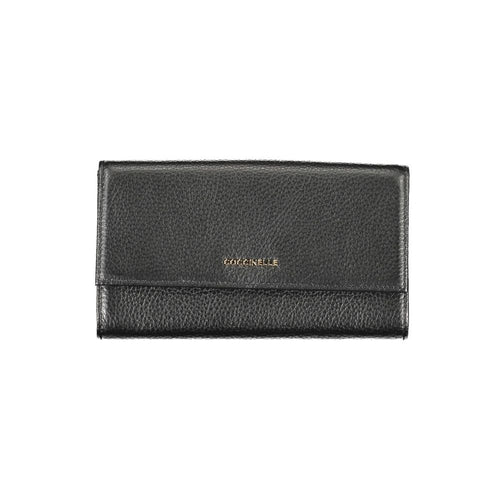 Black Italian Leather Double Opening Wallet