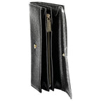 Black Italian Leather Double Opening Wallet