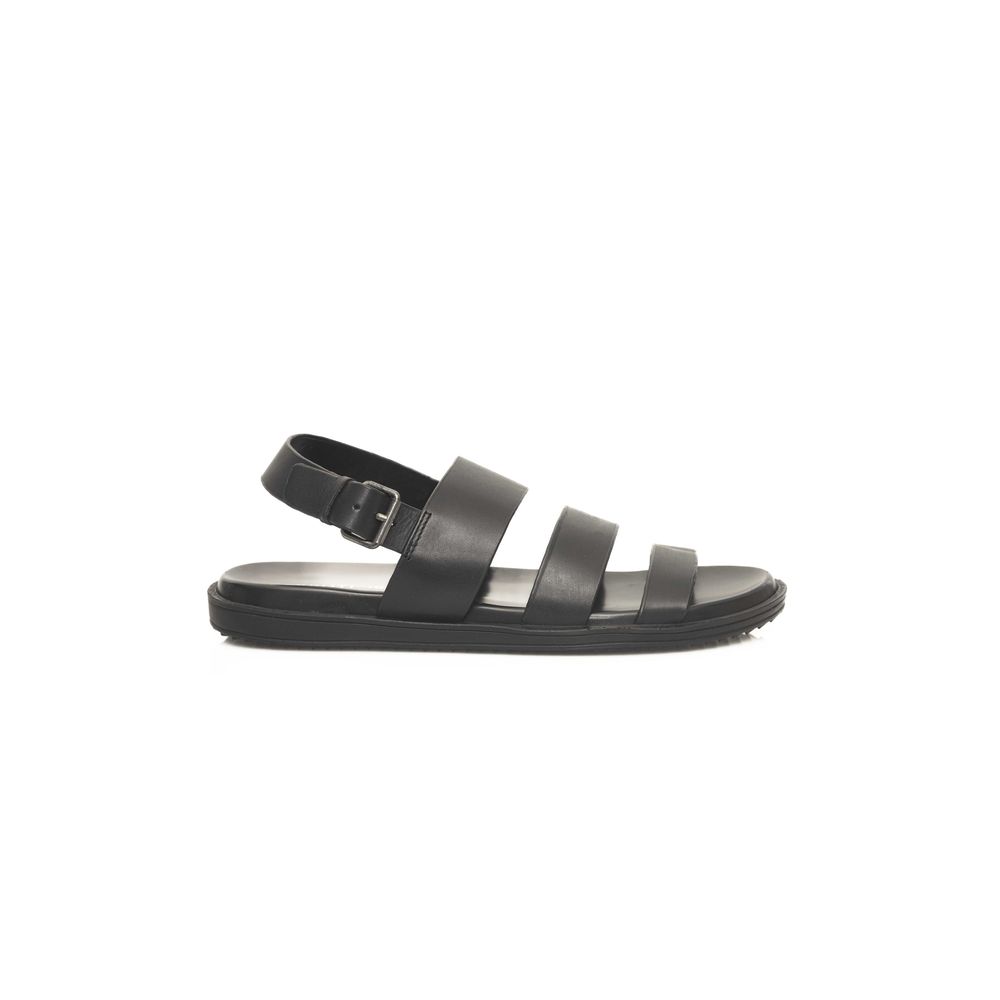 Black Cowhide Wide-Clamp Men's Sandals