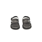 Black Cowhide Wide-Clamp Men's Sandals
