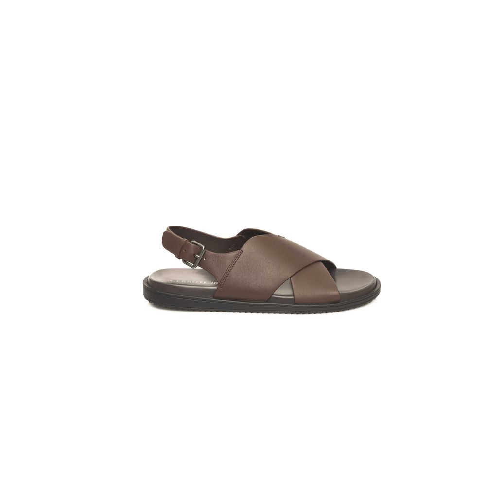 Brown Woven Cowhide Men's Sandals