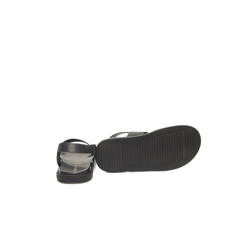 Black Cowhide Wide-Clamp Men's Sandals