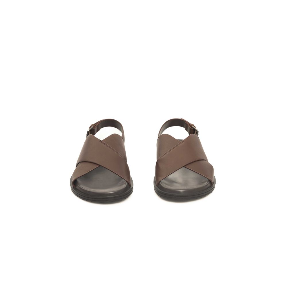 Brown Woven Cowhide Men's Sandals