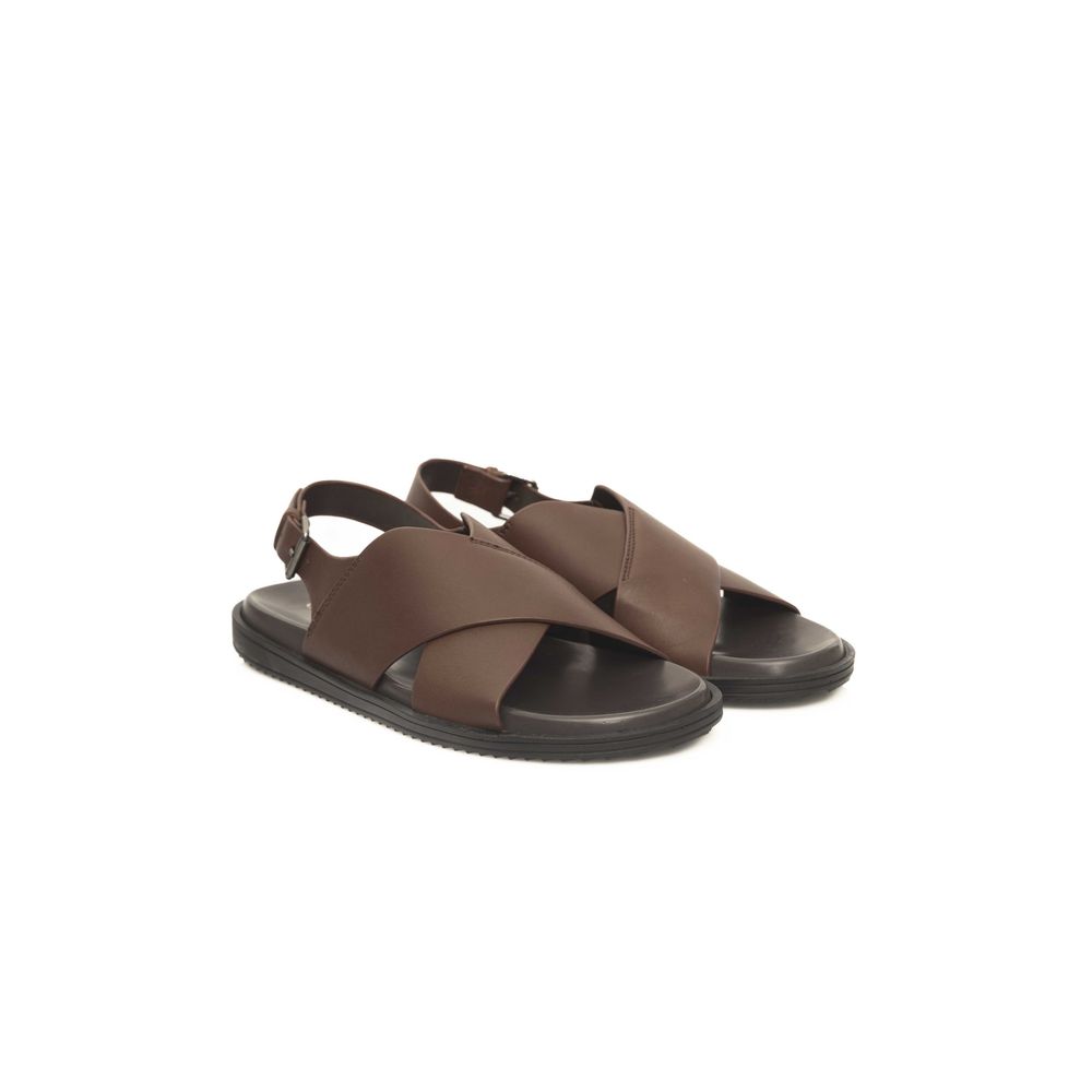 Brown Woven Cowhide Men's Sandals