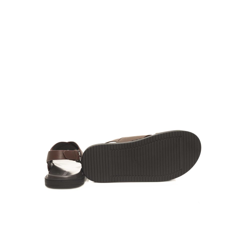 Brown Woven Cowhide Men's Sandals