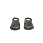 Black Cowhide Woven Men's Sandals