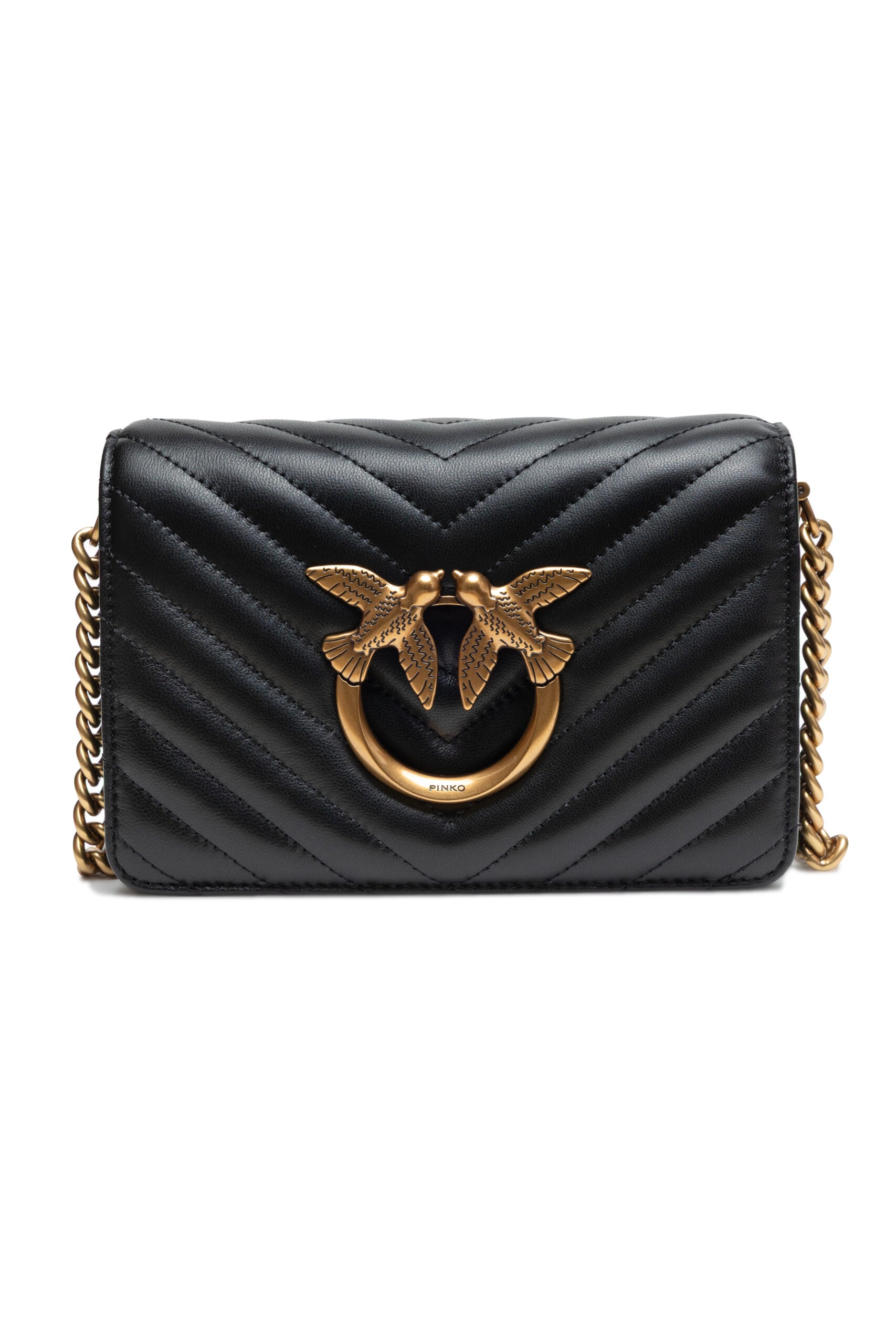 Love Click Mini Shoulder Bag In Black Sheep Nappa Chevron