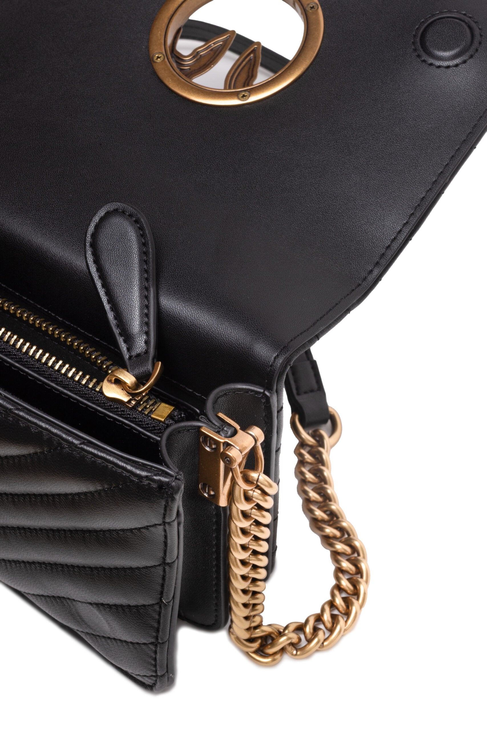 Love Click Mini Shoulder Bag In Black Sheep Nappa Chevron