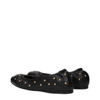 Black Leather Studded Ballet Flats