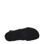 Black Leather Flat Sandals