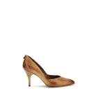Beige Vintage-Effect Leather Stiletto Pumps