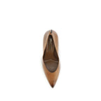 Beige Vintage-Effect Leather Stiletto Pumps