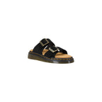 Black Leather Flat Sandals