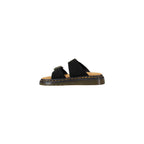 Black Leather Flat Sandals