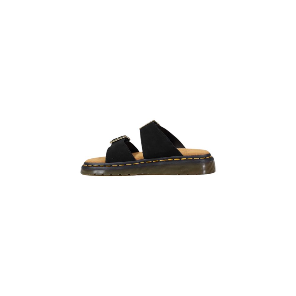 Black Leather Flat Sandals