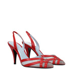 Red Leather Stiletto Heel Sandals