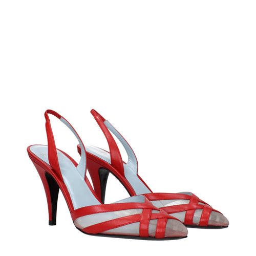 Red Leather Stiletto Heel Sandals