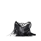 Beige Grained Leather Shoulder Bag