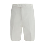 White Polyester Typewriter Cloth Utility Chino Shorts