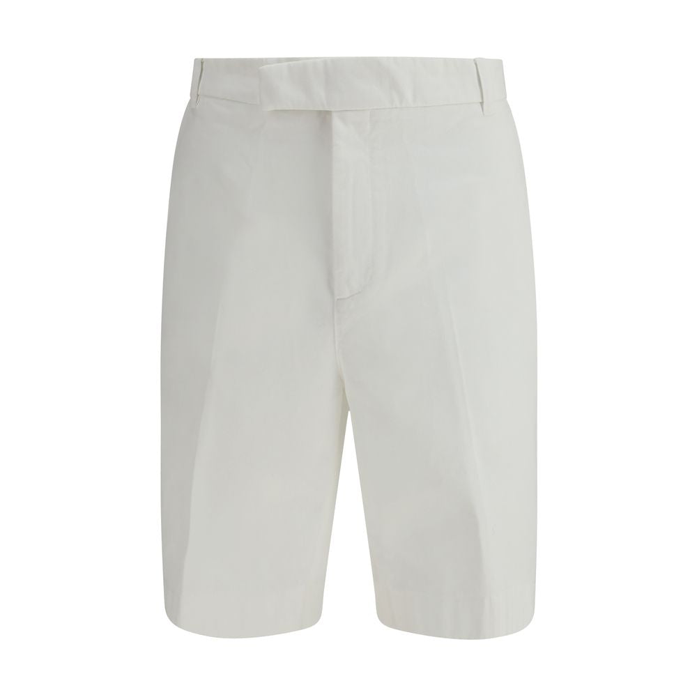 White Polyester Typewriter Cloth Utility Chino Shorts
