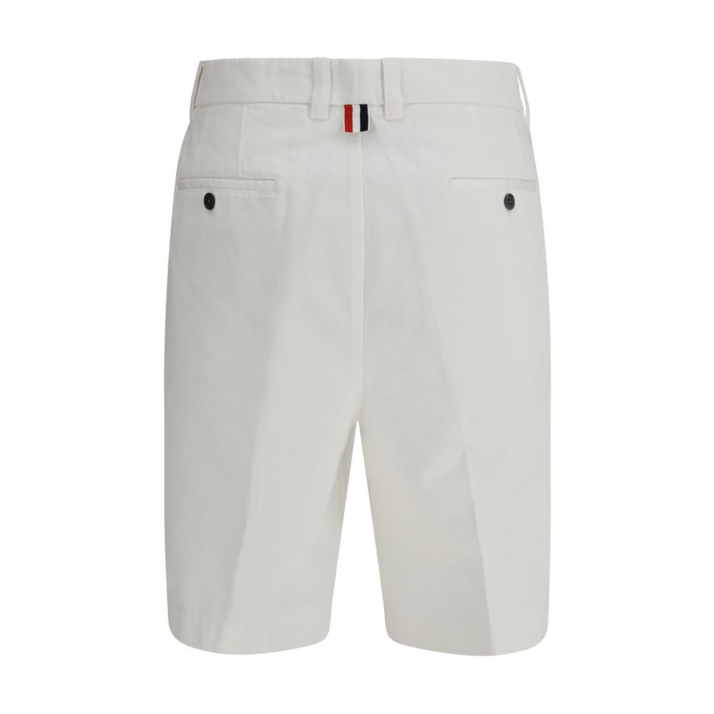 White Polyester Typewriter Cloth Utility Chino Shorts