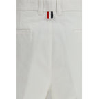 White Polyester Typewriter Cloth Utility Chino Shorts
