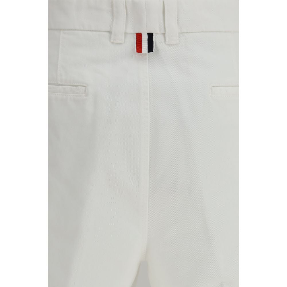White Polyester Typewriter Cloth Utility Chino Shorts