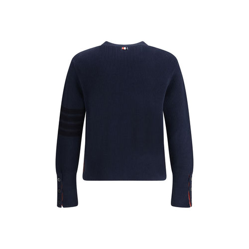 Blue Cotton 4-Bar Sweater