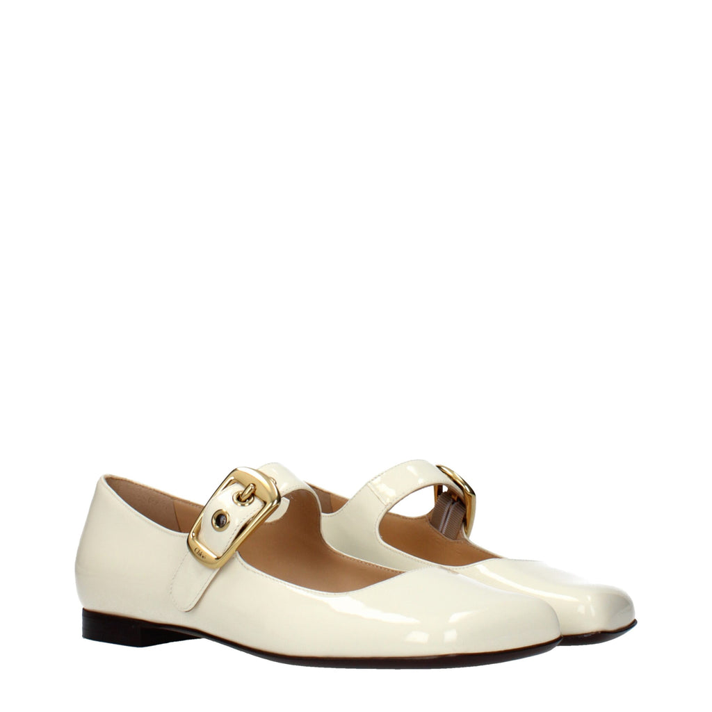 Beige Patent Leather Ballet Flats