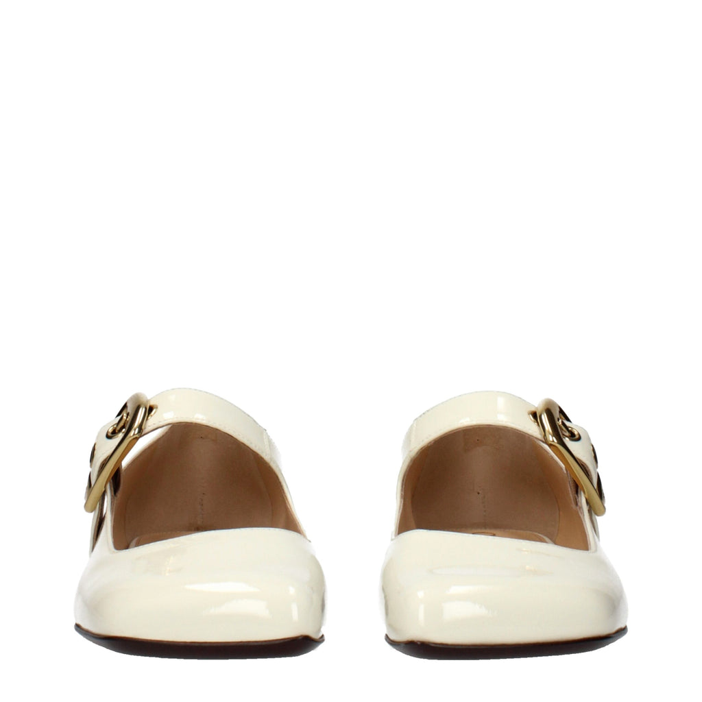 Beige Patent Leather Ballet Flats