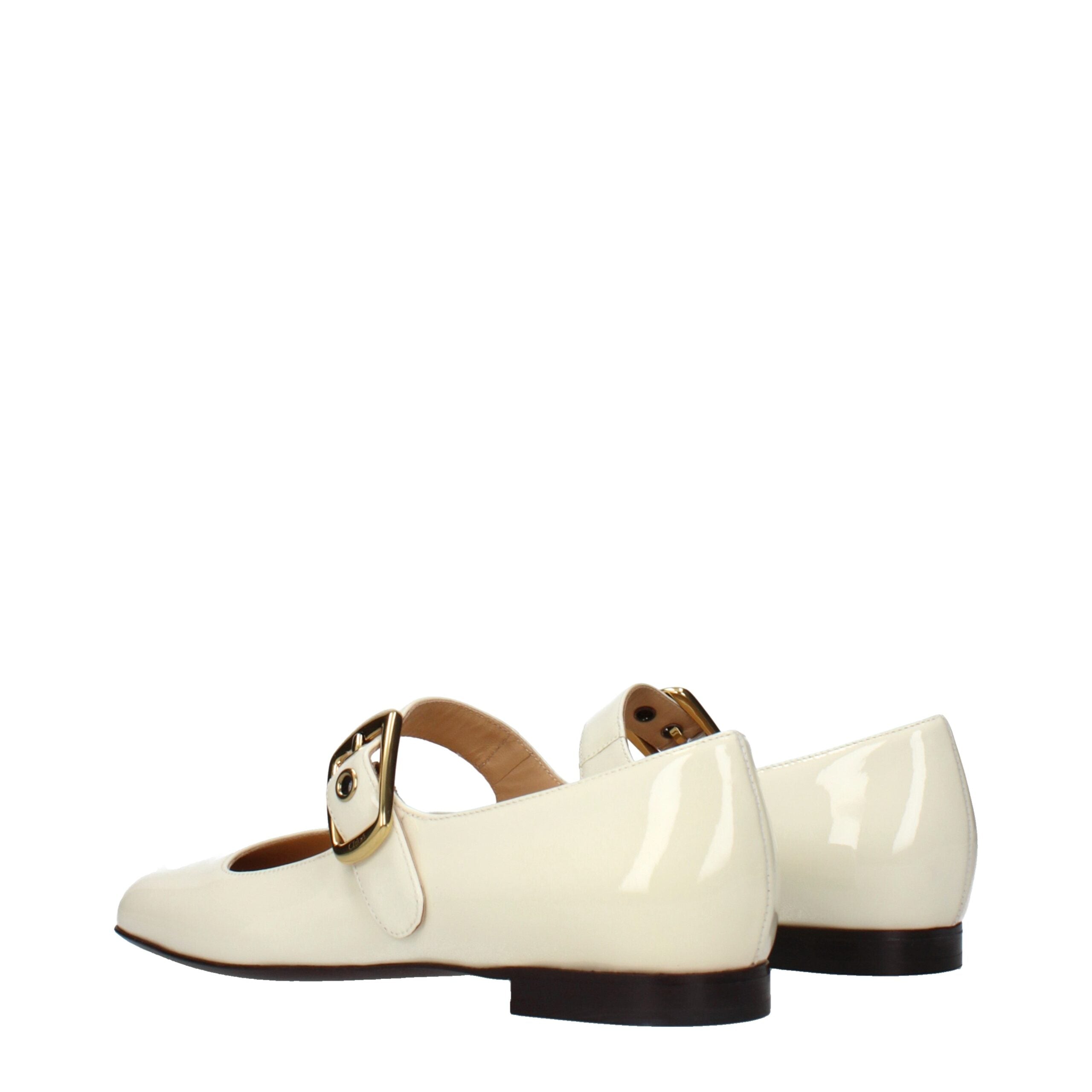 Beige Patent Leather Ballet Flats