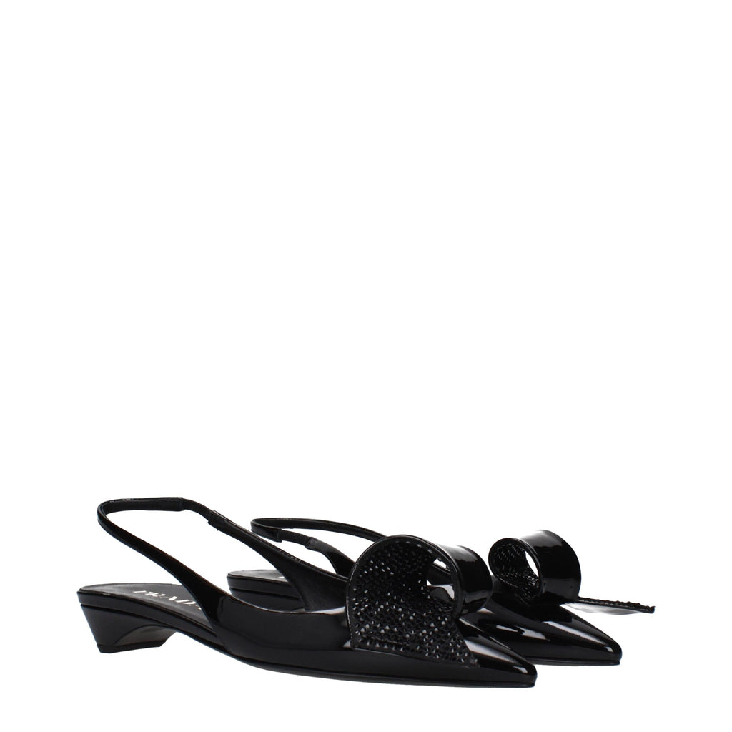 Black Patent Leather Flat Sandals