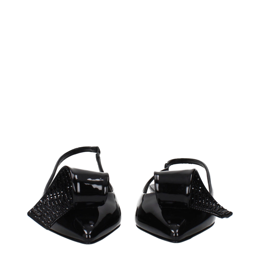 Black Patent Leather Flat Sandals