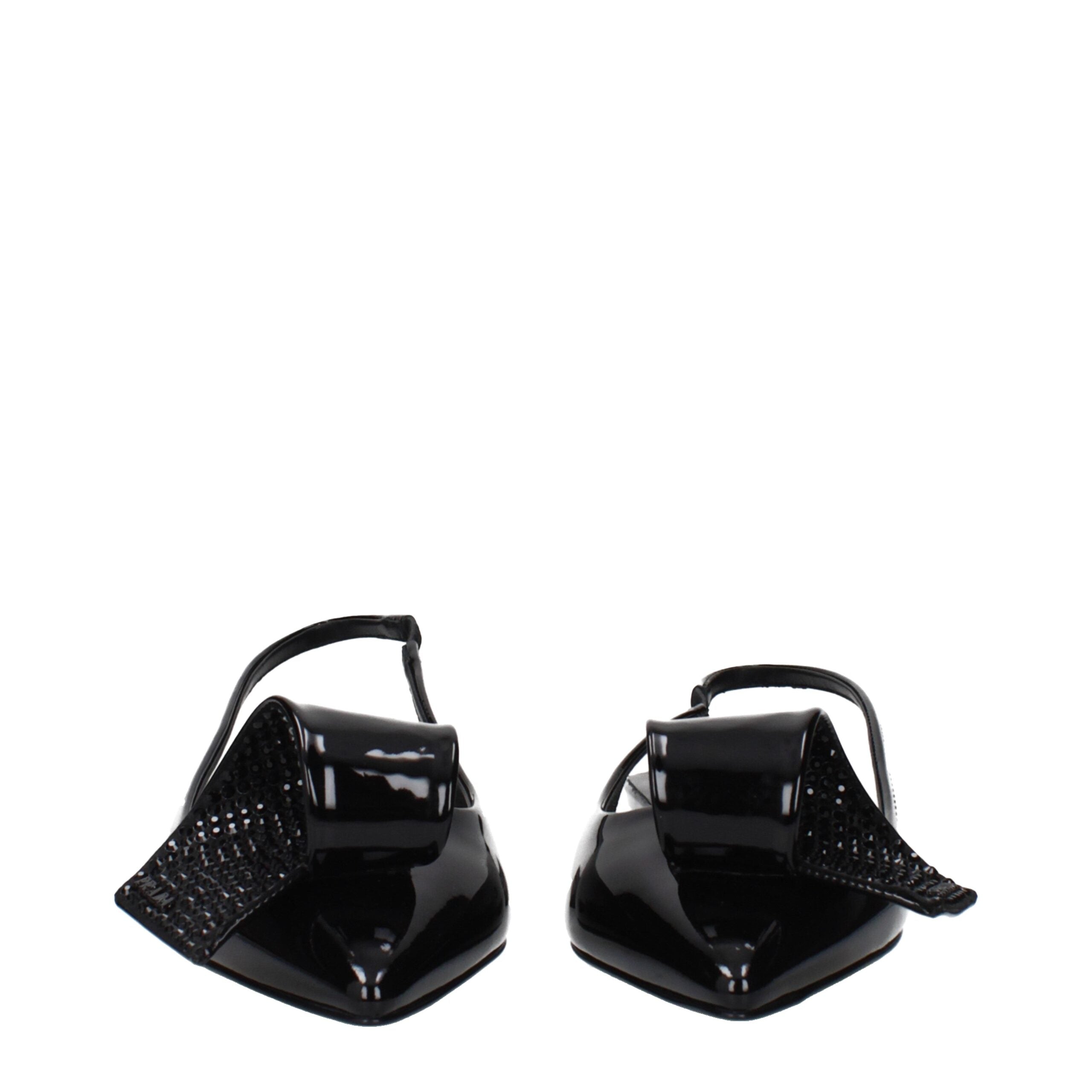 Black Patent Leather Flat Sandals