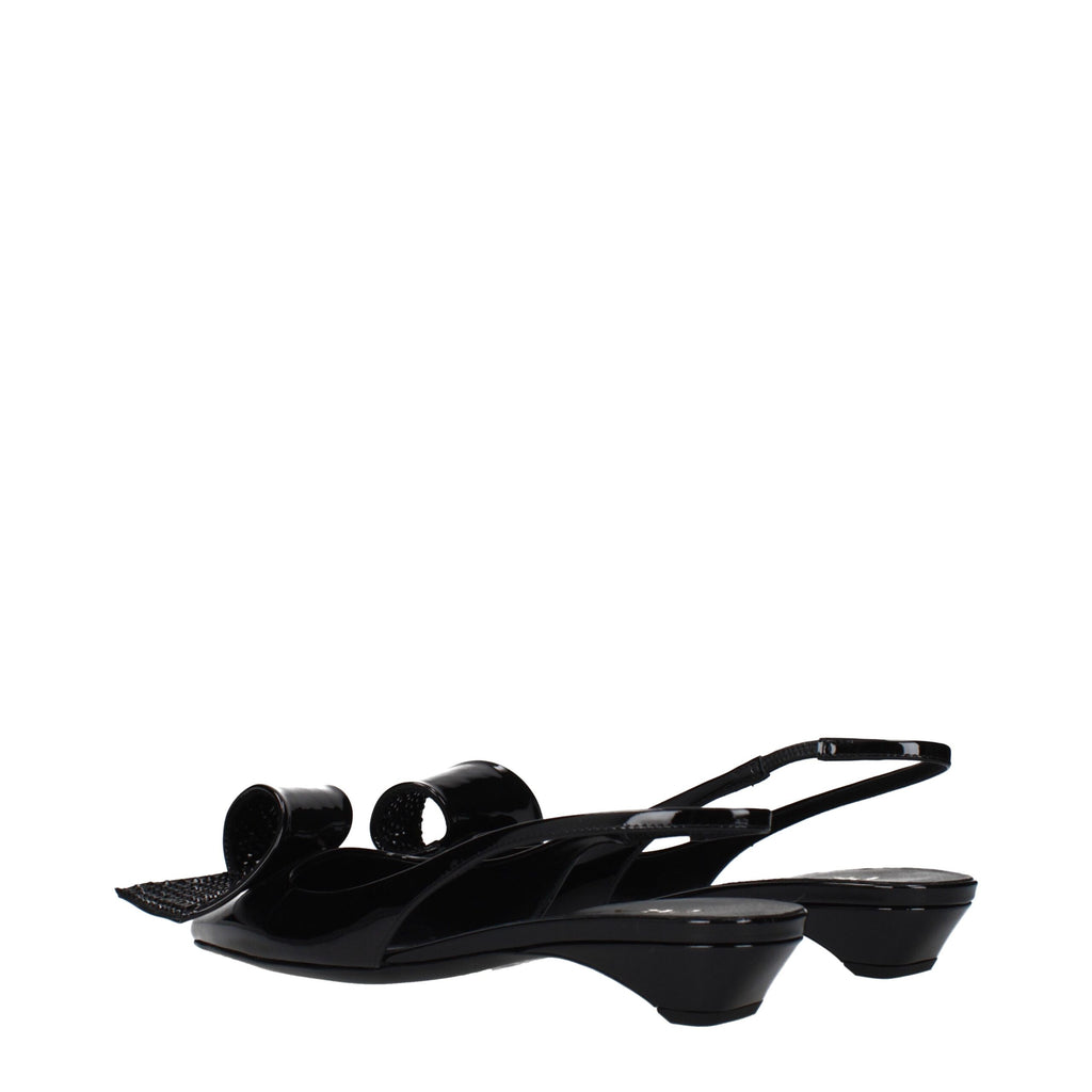 Black Patent Leather Flat Sandals